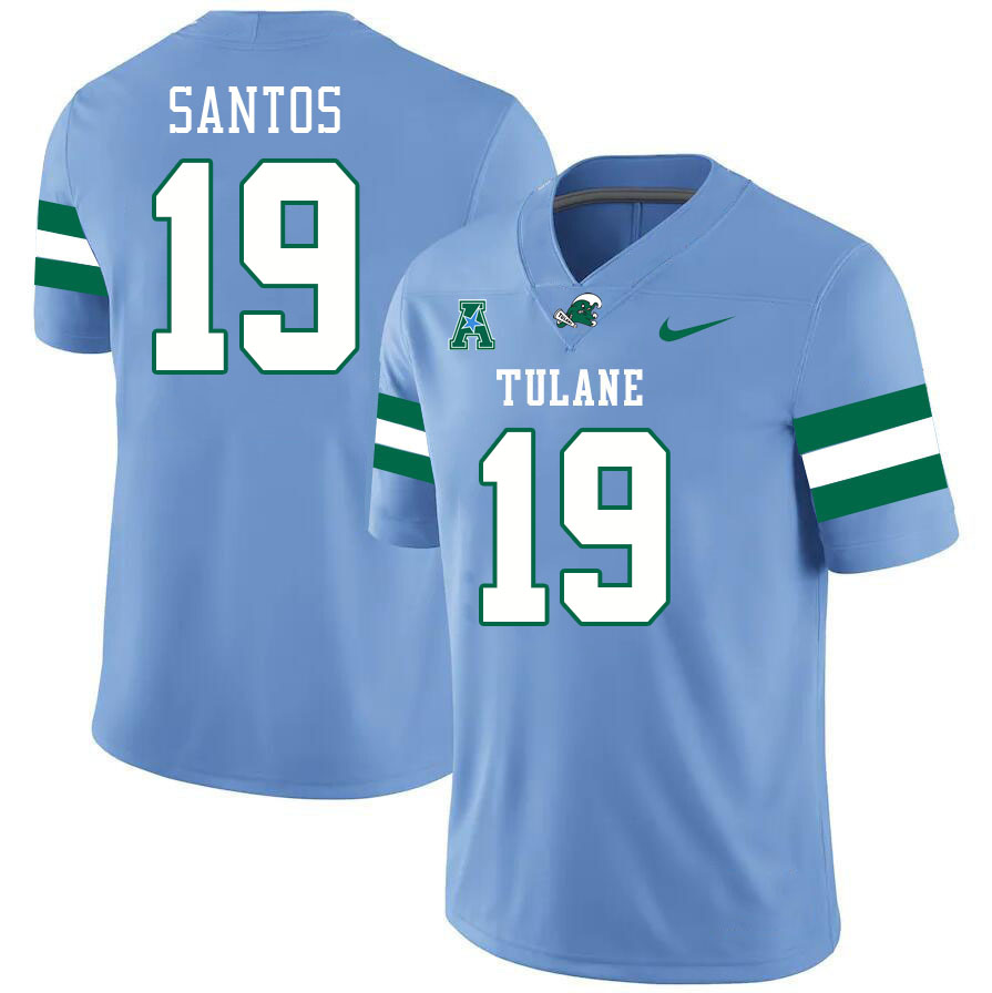 Tulane Green Wave #19 Cairo Santos College Football Jerseys Stitched Sale-Blue